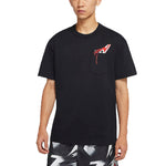 Men's Air Jordan 1 Pocket Shoes Embroidered Round Neck Short Sleeve Black T-Shirt DO1928-010