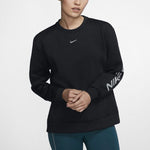 (WMNS) Nike Pro Sports Running Printing Round Neck Pullover Black Hoodie BV4055-010