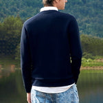 FILA Logo Plaid Pullover Round Neck Blue F61M048208F-NV