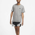 Men's Nike Embroidered Small Round Neck Short Sleeve Dark Grey T-Shirt AR4999-064