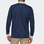 Men's adidas originals Stripe Logo Long Sleeves Blue Polo Shirt HN1676