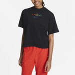 (WMNS) Nike Dri-FIT Boxy Rainbow Logo Sports Black DD2849-010