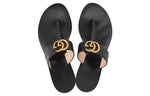 (WMNS) Gucci Thong Sandal With Double G 'Black Leather' 497444-A3N00-1000