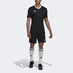 Men's adidas Contrasting Colors Collar Logo Casual Sports Short Sleeve Black T-Shirt HE1573