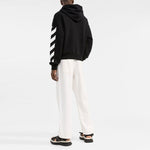 Off-White SS22 sleeve White Stripe Pullover Ordinary Version Black OMBB037C99FLE0011001