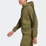 Men's adidas Fi Wv Bst Fz Sports Stylish Stripe Hooded Jacket Military Green H65369