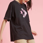 (WMNS) Converse Loose Printing Round Neck Short Sleeve Black 10020855001