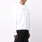 Men's Off-White FW21 Logo Printing Long Sleeves Pullover Loose Fit White OMBA054F21FLE0140110