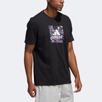 Men's adidas Cartoon Graffiti Alphabet Logo Pattern Printing Round Neck Short Sleeve Black T-Shirt IB9427