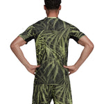 Men's adidas Casual Breathable Printing Sports Gym Short Sleeve Green T-Shirt HC4207
