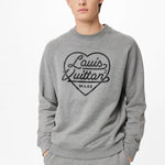 Men's LOUIS VUITTON x NIGO2 Crossover LV2 SS22 Large Love Logo Alphabet Printing Cozy Pullover Autumn Gray 1A9GLT