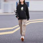 (WMNS) Li-Ning Sports Living Series Cartoon Pattern Pullover Hoodie 'Black' AWDS592-2