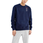 Men's Nike French Terry Swoosh 4 Embroidered Round Neck Sports Pullover Autumn Navy Blue DB9408-451