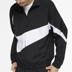 Nike Big Swoosh Sportswear Cardigan Woven Stand Collar Logo Jacket Black AR3133-010