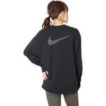 (WMNS) Nike Solid Color Logo Knit Round Neck Pullover Black Hoodie DD5468-010