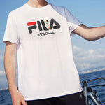 Men's FILA x Pepe Shimada Crossover Casual Breathable Printing Sports Short Sleeve White T-Shirt F11M133196F-WT