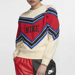 (WMNS) Nike Splicing Fleece Lined Knit Round Neck Pullover 'Beige Red' BV2921-115