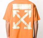 Men's Off-White Bronzing Arrow Rubber Strap Patch Short Sleeve T-Shirt OMAA038R201850021948