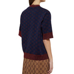 (WMNS) Gucci Interlocking Crewneck Casual Half Sleeve Sweater Blue 605920-XKAHT-4668