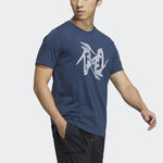 Men's adidas WJ T GFX Martial Arts Series Word Printing Round Neck Short Sleeve Navy Blue T-Shirt HM7469