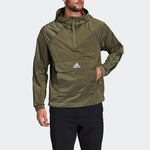 adidas Half Zipper Casual hooded Pullover Sports Jacket Tops Green FI0618