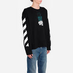 Men's Off-White C/O Virgil Abloh Slogan Arrow Printing Round Neck Black OMBA037R20E300051001