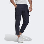 Men's adidas Solid Color Logo Cargo Pocket Casual Sports Pants/Trousers/Joggers Blue HE1860