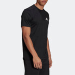 Men's adidas Solid Color Logo Casual Short Sleeve Black T-Shirt GM2090