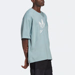 adidas originals Sports Large Logo Solid Color Splicing Short Sleeve Gray Green HC4509