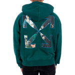 Off-White FW20 Caravaggio Loose Hooded Pullover Men Green OMBB037E20FLE0035710