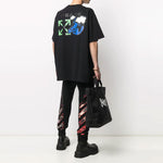 Off-White SS21 Peace Worldwide Logo Printing Short Sleeve Loose Fit Black OMAA038R21JER0081055