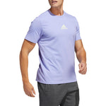 Men's adidas Small Logo Back Pattern Printing Round Neck Short Sleeve Lavender T-Shirt HE2338