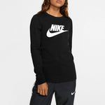 (WMNS) Nike Sportswear Classic Logo Printing Round Neck Long Sleeves Black T-Shirt BV6172-010