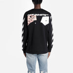Off-White MENS Virgil Abloh Diag Hand Card Long Sleeve Tee Black OMAB001E191850111088