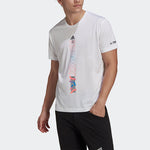 Men's adidas Contrasting Colors Alphabet Printing Round Neck Short Sleeve White Recycled Polyester T-Shirt HA7557