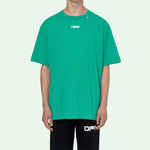 Men's Off-White Caravaggio Square Back Printing Short Sleeve Loose Version Green o Virgil Abloh Tee OMAA038S201850054488