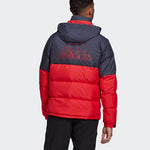 Men's adidas C/ Outdoor Colorblock Sports hooded down Jacket Red GF0108