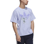 adidas originals x Disney Crossover Solid Color Stitch Cartoon Pattern Printing Short Sleeve Lavender T-Shirt HT3941