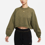 (WMNS) Nike Athleisure Casual Sports Fleece Lined Short Round Neck Pullover Hoodie Green DM7281-222