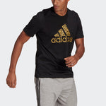 adidas M Leo Lg T Leopard print Logo Printing Sports Round Neck Short Sleeve Black GL2396