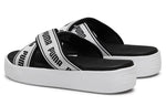 (WMNS) PUMA Platform Slide Tape Slippers For Black/White 380677-01