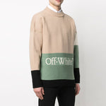 Off-White SS21 Colorblock Logo Round Neck Long Sleeves Colorblock OMHE048R21KNI0016272