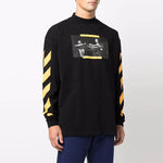 Men's Off-White Caravaggio Painting Pattern Stripe Long Sleeves Loose Fit Black OMAB032F21JER0061084