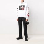 Off-White Printing Stripe hooded Long Sleeves Ordinary Version White OMBB037R21FLE0020125