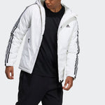 Men's adidas 3St Down Jkt Stripe Outdoor Sports Hooded With Down Feather White Jacket H23089
