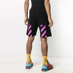 Off-White SS21 Diag Stripe Sweat Shorts Men s Black OMCI006R21FLE0021032