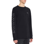 Men's Off-White 3D Printing Hollow Out Arrow Long Sleeves Black T-Shirt OMAB001E181850021001