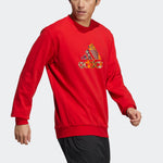 Men's adidas Cny Gfx Crew1 Limited Logo Printing Sports Round Neck Pullover Red HI3289