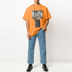 Men's Off-White Arrow Printing Round Neck Short Sleeve Orange T-Shirt OMAA038R201850151910