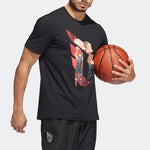 adidas Dame Casual Basketball Cartoon Character Sports Round Neck Breathable Short Sleeve Black HS4322